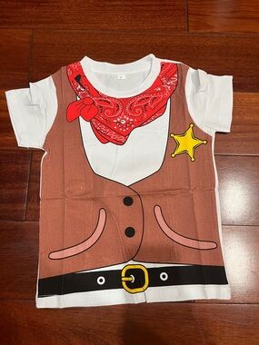 3T Kids Cowboy Costume T-Shirt with Red Bandana Design new